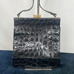 Vintage Carlo Mancini Alligator Leather Black Bag